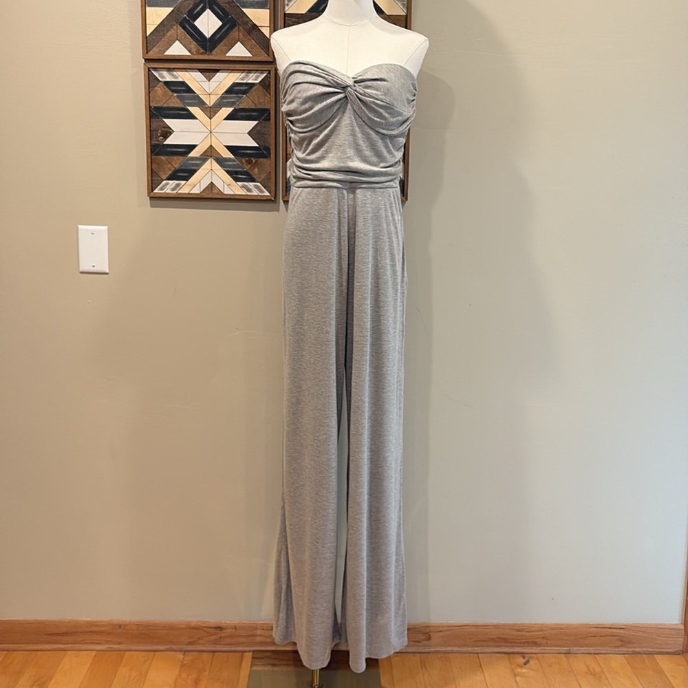 Ralph Lauren Collection Mélange Interlock Strapless Jumpsuit Heather Grey Medium - Picture 4 of 16